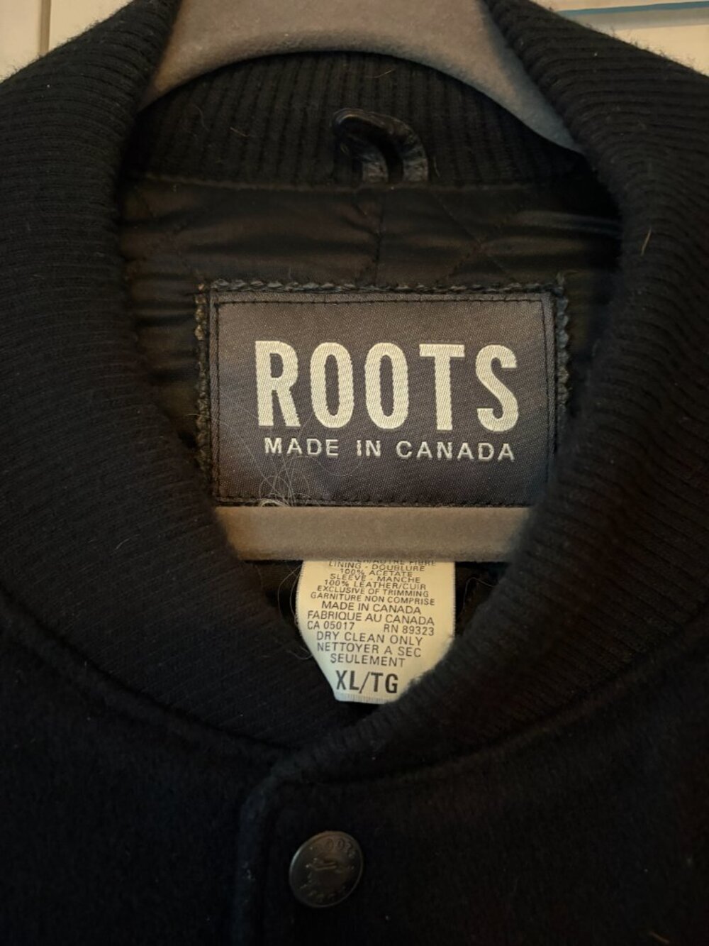 ROOTS men's black varsity jacket USA olympics leather wool vintage - Picture 5 of 10